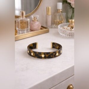 Langston Faux Tortoise Shell Cuff w/Gold Plated Studs & Ends 🤎🧡✨